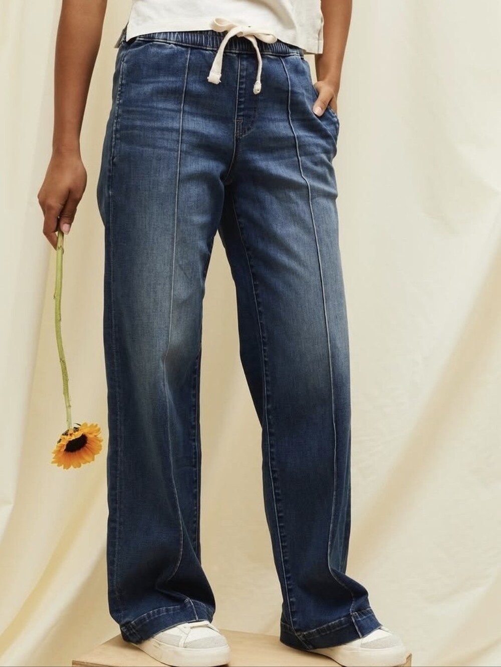 UpWest Blue Bootcut Denim Jeans with Drawstring Size Small